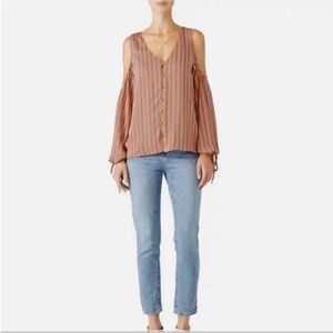 L'Academie Revolve Top The V-Neck Cold Shoulder Striped Blouse